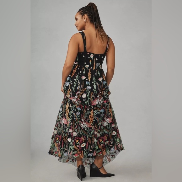NWT By Anthropologie Sheer Floral Embroidered Mesh Midi Dress - Picture 3 of 6